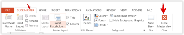 PowerPoint top bar