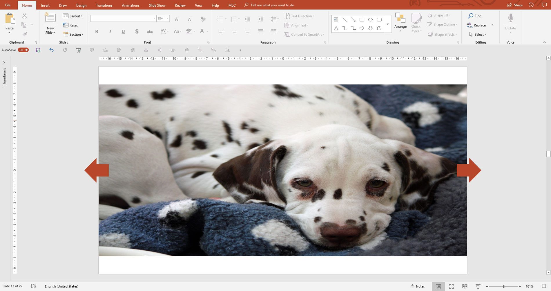 PowerPoint picture stretched sideways using the side resize handles