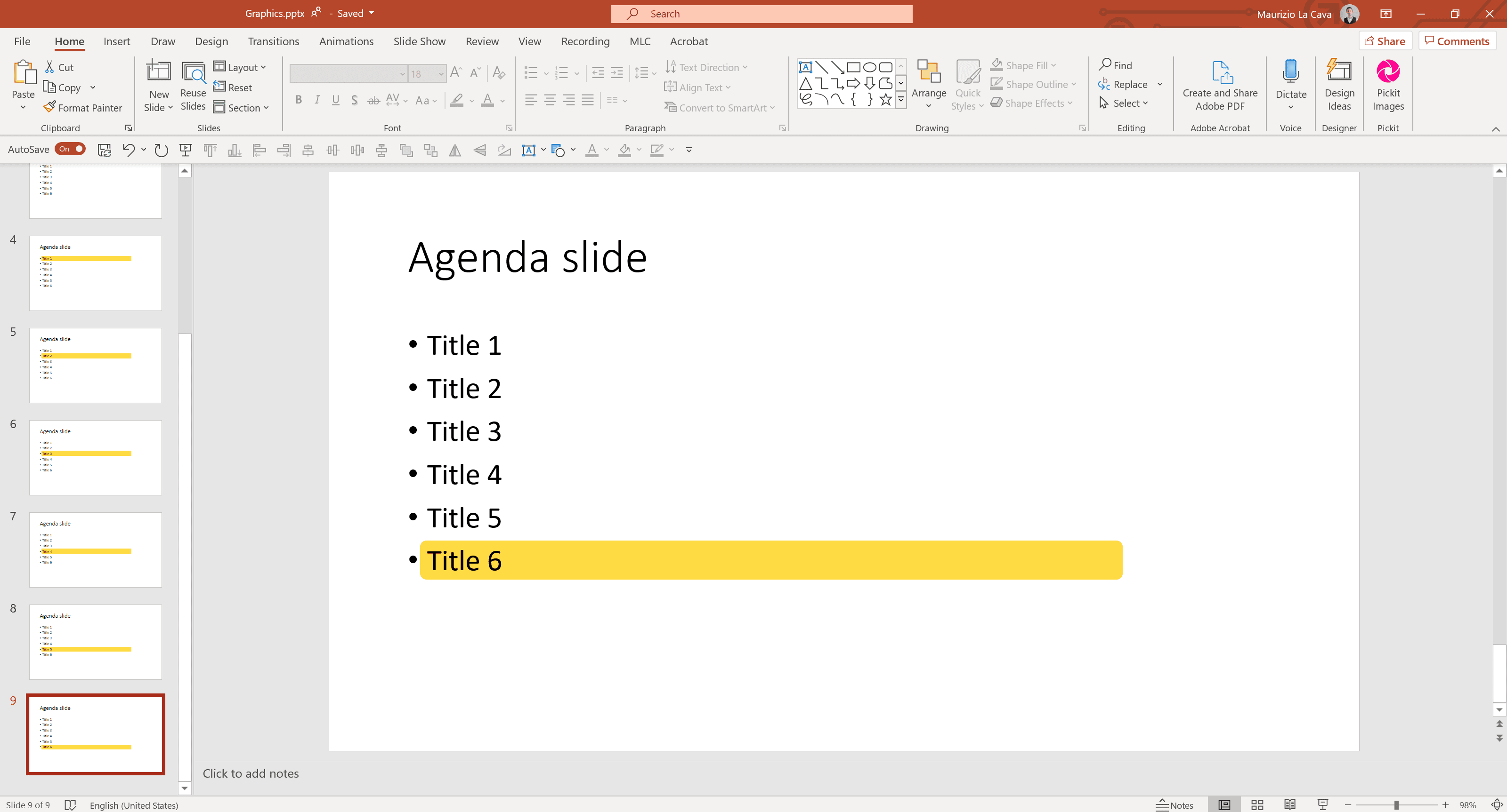 Create a Table of Contents | Maurizio La Cava
