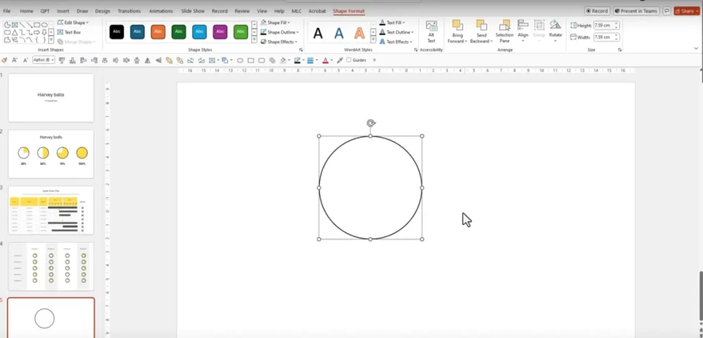 A blank circle in a PowerPoint slide | MLC