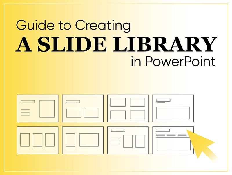 PowerPoint slide library organized with folders and reusable on-brand slides