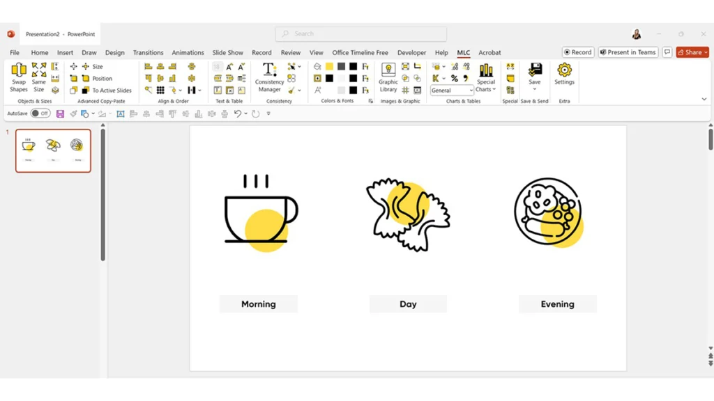 Distribuzione orizzontale degli oggetti in PowerPoint