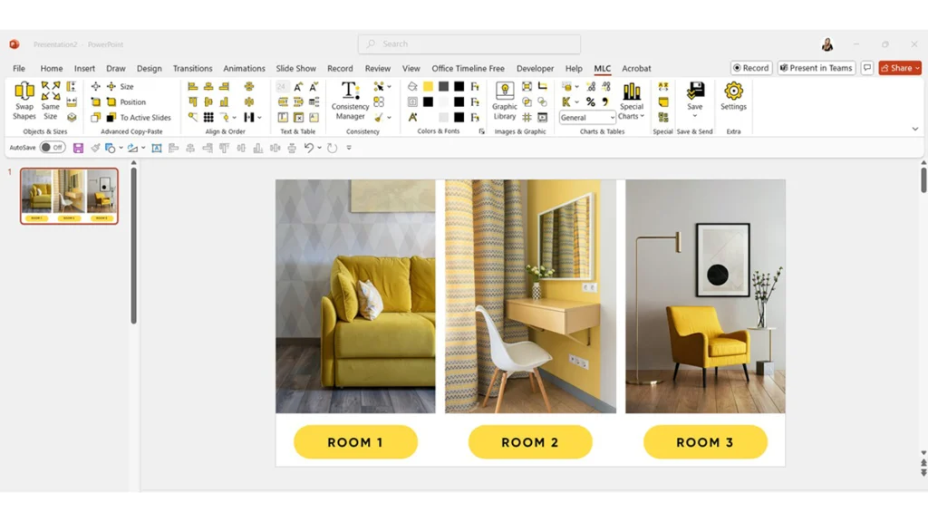 Selezione di un oggetto di riferimento con MLC PowerPoint Add-in