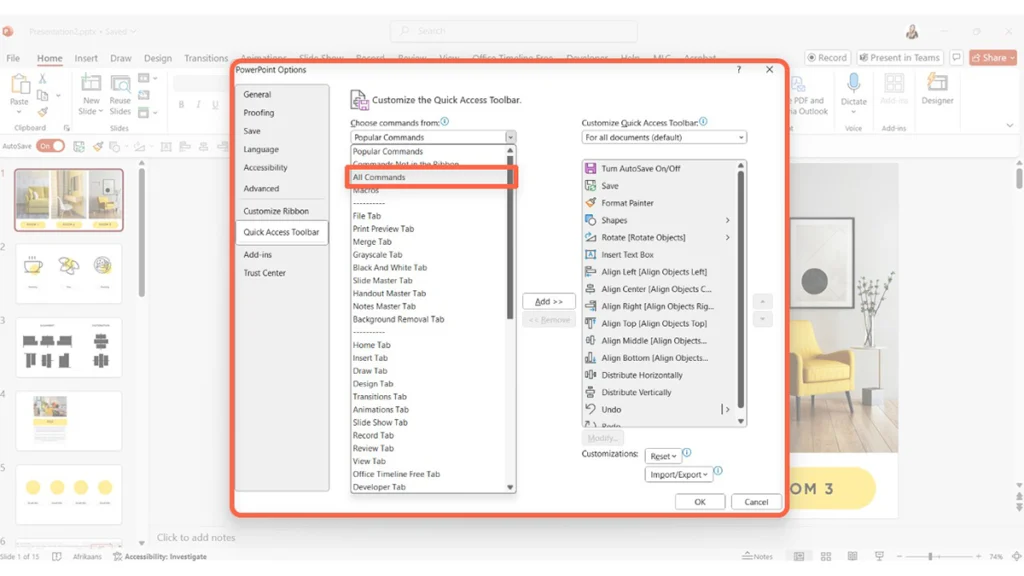 Flusso di allineamento con oggetto di riferimento in MLC PowerPoint Add-in
